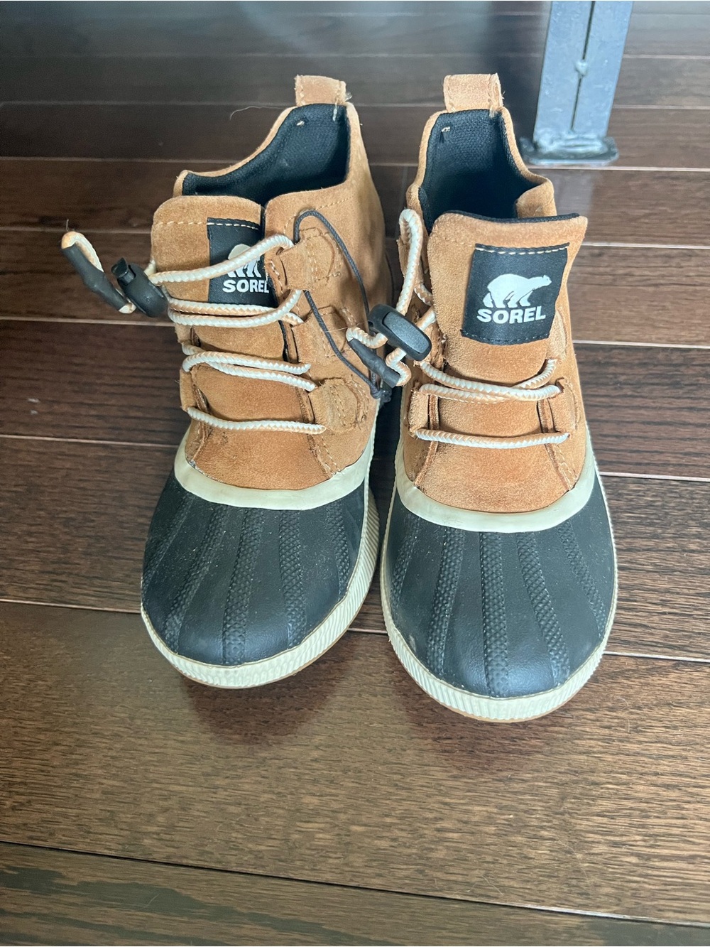 Sorel Kids Tan Suede and Black Waterproof Rain Boots